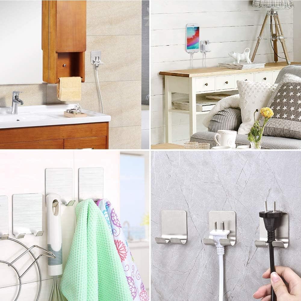 Razor Holder Shaver Hook Hanger Stand(2 Pack)Self Adhesive Stainless Steel Heavy Duty Utility Storage Hook,Shower Hook for Razor,Bathroom Kitchen Organizer for Plug Robe Towel Loofah Bathrobe Coat - Homesidy.com