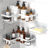 YASONIC Corner Adhesive Shower Caddy, with Soap Holder and 12 Hooks, Rustproof Stainless Steel Bathroom Organizer, No Drilling Wall Mounted Rack, Black, 3 - Pack - Homesidy.com