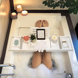 Temple Spring Wooden Bathtub Tray, Bamboo Bathroom Accessories, Bath Tray for Tub, at Home Spa Essentials, Board for Tub Table, Bath Caddy for Bathtub Accessories &amp; Bathroom Essentials – Natural - Homesidy.com