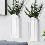Dnnnii 2 Pack Wooden Wall Vase Set - Brown Finish Modern Farmhouse &amp; Boho Wall Decor for Entryway, Hallway, Bathroom, Living Room, Dining Room, Narrow Spaces - Homesidy.com