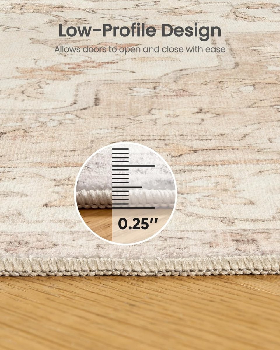 AMADA HOMEFURNISHING 8x10 Washable Area Rug, Low - Profile Large Area Rug with Non - Slip Backing &amp; Durable Edge Binding, Vintage Large Rugs for Living Room, Bedroom, Dinning Room - Homesidy.com