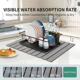 Stone Drying Mat for Kitchen Counter, Collapsible Dish Drying Mat, Fast Drying Diatomaceous Earth Dish Drying Mats, Water Absorbent Diatomite Kitchen Mat (white, medium) - Homesidy.com