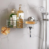 LEVERLOC Shower Caddy Suction Cup, 2 Pack Shower Shelves for Inside Shower with Hooks &amp; Soap Holder, NO - Drilling Bathroom Shower Organizer, Rustproof Meatl Shower Holder Storage, Black - Homesidy.com