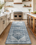 AMADA HOMEFURNISHING 8x10 Washable Area Rug, Low - Profile Large Area Rug with Non - Slip Backing &amp; Durable Edge Binding, Vintage Large Rugs for Living Room, Bedroom, Dinning Room - Homesidy.com