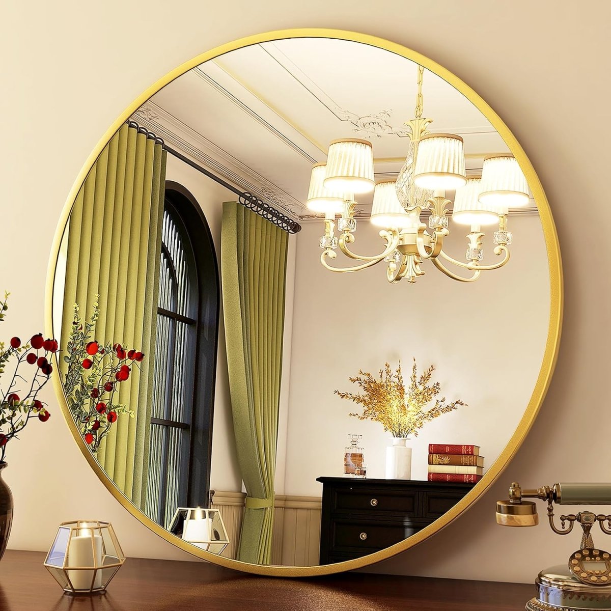HARRITPURE Round Mirror 30 Black Wall Mounted Circle Mirrors Vanity Mirror with Brushed Aluminum Alloy Frame Modern Decoration for Bathroom, Living Room, Vanity, Bedroom, Entryway - Homesidy.com