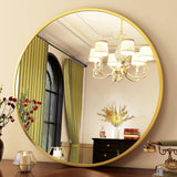 HARRITPURE Round Mirror 30 Black Wall Mounted Circle Mirrors Vanity Mirror with Brushed Aluminum Alloy Frame Modern Decoration for Bathroom, Living Room, Vanity, Bedroom, Entryway - Homesidy.com