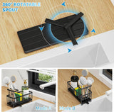 Cisily Black Sponge Holder for Kitchen Sink, Sink Caddy Organizer with High Brush Holder, Kitchen Countertop Organizers and Storage Essentials, Rustproof 304 Stainless Steel, Soap Dispenser Organize - Homesidy.com