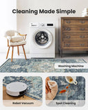 AMADA HOMEFURNISHING 8x10 Washable Area Rug, Low - Profile Large Area Rug with Non - Slip Backing &amp; Durable Edge Binding, Vintage Large Rugs for Living Room, Bedroom, Dinning Room - Homesidy.com