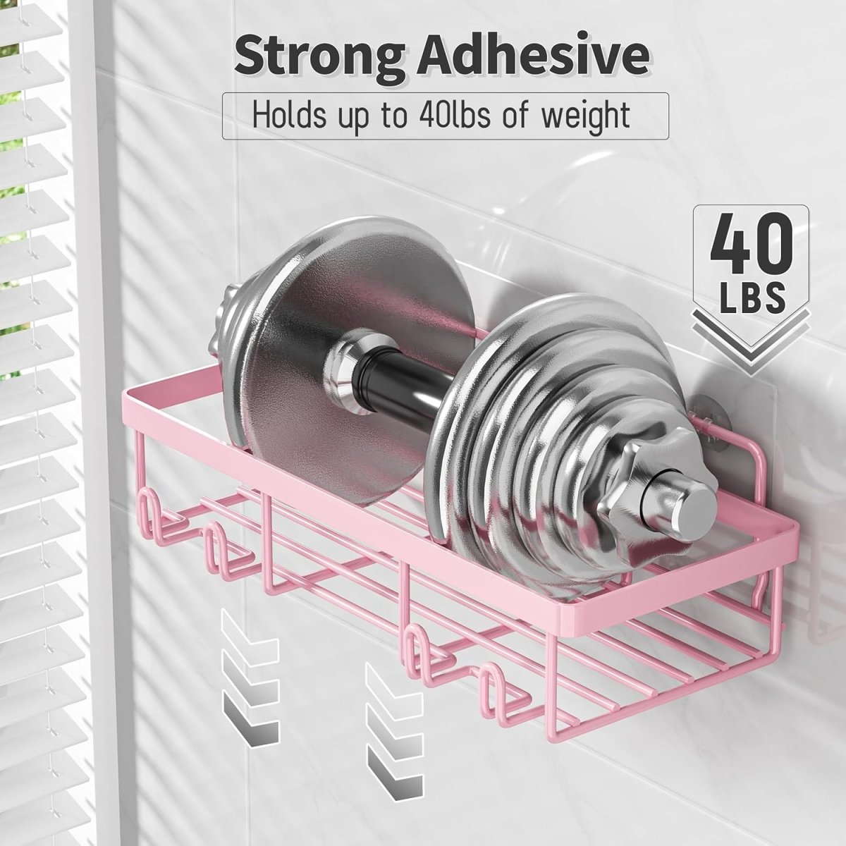 Liuoud 5 Pack Shower Caddy Organizer Rack Shelf for Inside Shower, Adhesive Bathroom Wall Storage Basket Rustproof Stainless Steel Shampoo Holder, Girly Bathroom Accessory Decor Set, Pink - Homesidy.com