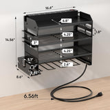 POKIPO Large Power Tool Organizer Wall Mount with Charging Station,4 Layer Heavy Duty Metal Tool Storage Rack Loads 600lbs with 8 Cordless Drill Holder,Battery Utility Rack Loads with 4 Power Strip - Homesidy.com