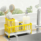 Cisily Black Sponge Holder for Kitchen Sink, Sink Caddy Organizer with High Brush Holder, Kitchen Countertop Organizers and Storage Essentials, Rustproof 304 Stainless Steel, Soap Dispenser Organize - Homesidy.com