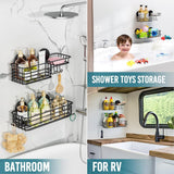 TAILI Shower Caddy Suction Cup 2 Pack with Hooks &amp; Soap holder, Heavy Duty Shower Organizer for Bathroom, No Drilling Bathroom Organizer with Large Capacity, Black Metal Storage Basket - Homesidy.com