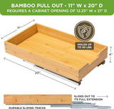 HOLDN’ STORAGE Bamboo Wooden Pull out Cabinet Organizer. 17&34; W x 21&34; D - Requires At Least a 18.25&34; W x 21&34; D.Cabinet Opening. W/Lifetime Limited Warranty. Bamboo Tray and Heavy gauge metal rails. - Homesidy.com