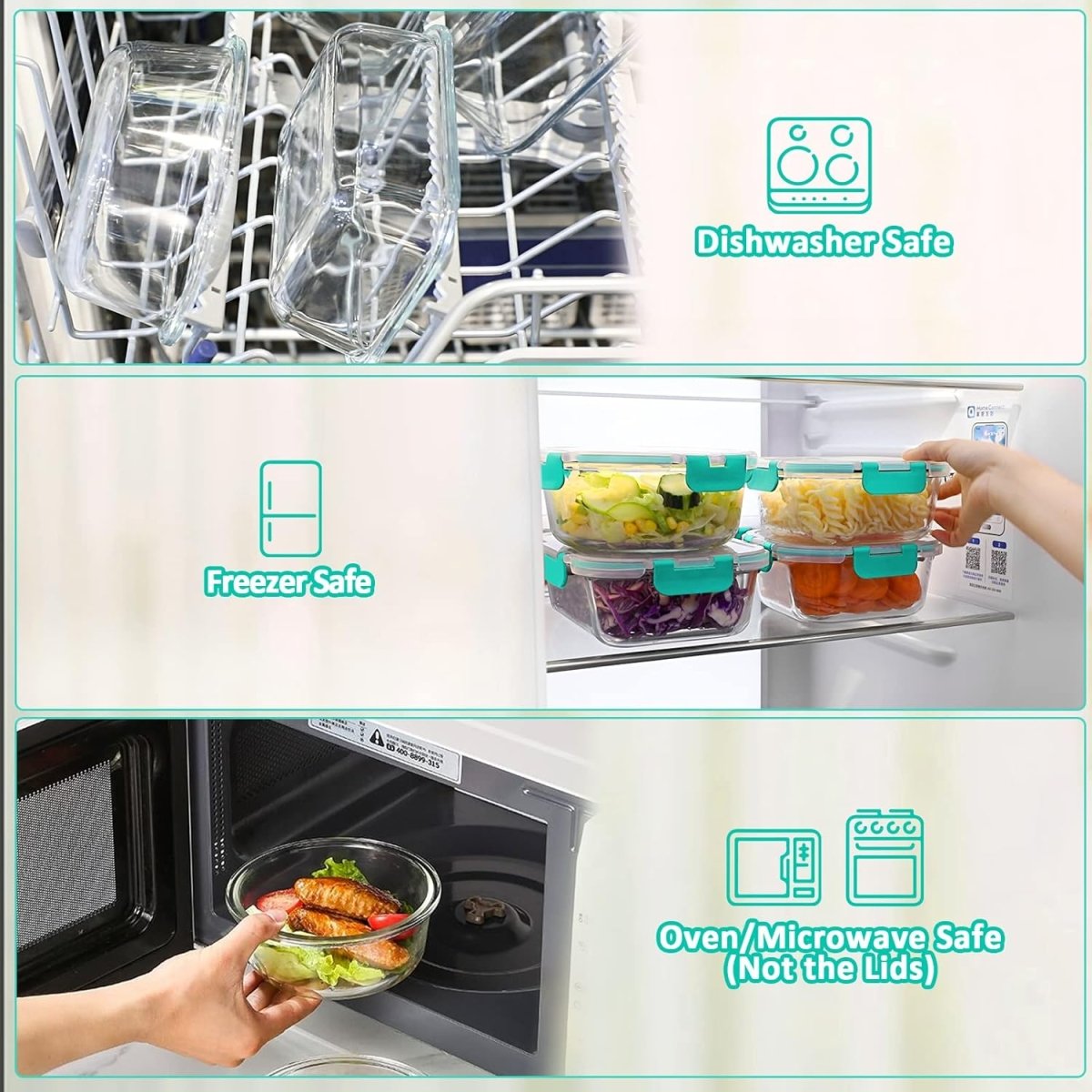 [8 - Pack,30 oz]Glass Meal Prep Containers,Glass Food Storage Containers,Airtight lunch Containers with Lids, Microwave, Oven, Freezer and Dishwasher - Homesidy.com