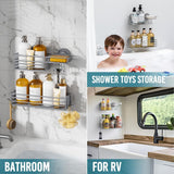 TAILI Shower Caddy Suction Cup 2 Pack with Hooks &amp; Soap holder, Heavy Duty Shower Organizer for Bathroom, No Drilling Bathroom Organizer with Large Capacity, Black Metal Storage Basket - Homesidy.com