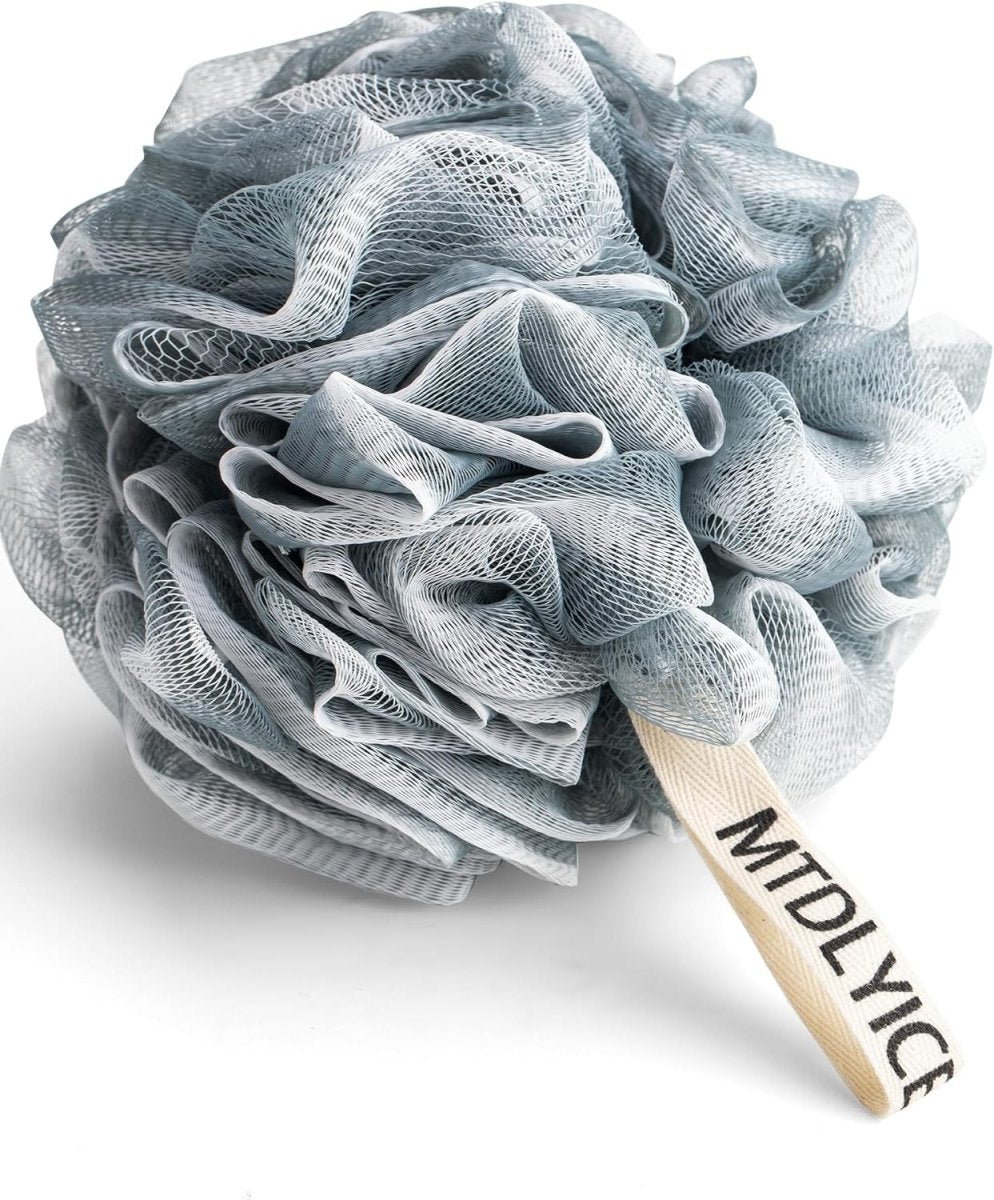 MTDLYICE Loofah Sponge, XXL Large Loofah 100g 4 Pack, Bath Sponge Soft Mesh Shower Loofah for Men, Body Scrub, Shower Pouf Bath Accessories, for Body Wash, Soap (Blue Gray) - Homesidy.com