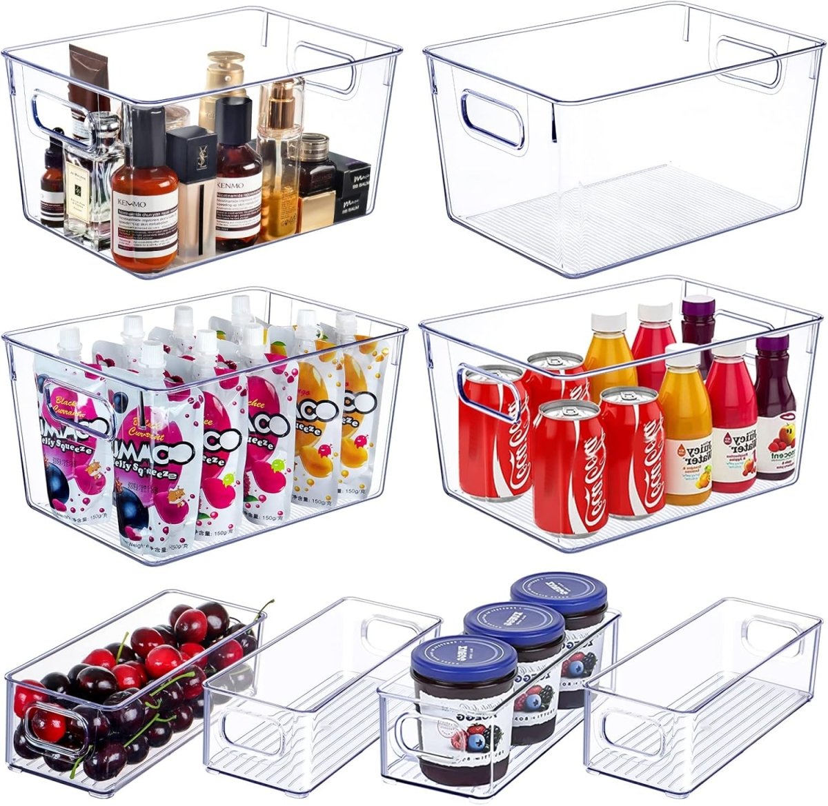 SKTEET Set of 8 Clear Plastic Storage Bins, 4 Large and 4 Small Stackable Storage Containers for Pantry Organization and Kitchen Storage Bins,Home Edit and Cabinet Organizers - Homesidy.com
