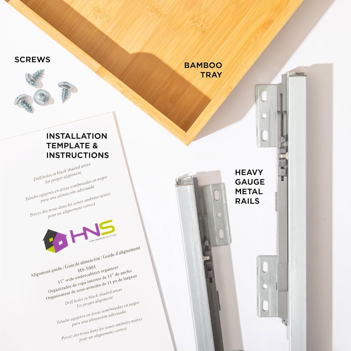 HOLDN’ STORAGE Bamboo Wooden Pull out Cabinet Organizer. 17&34; W x 21&34; D - Requires At Least a 18.25&34; W x 21&34; D.Cabinet Opening. W/Lifetime Limited Warranty. Bamboo Tray and Heavy gauge metal rails. - Homesidy.com