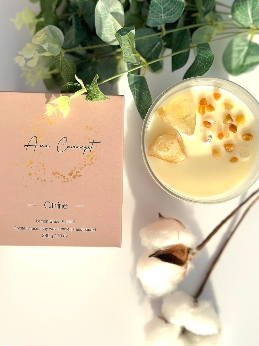 ava concept - Soy Candles with Crystals - Aromatherapy Scented Candle for Women - Lavender Vanilla Gift Set - Small Wax Melts - 3 Pack 3.5oz - Homesidy.com