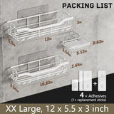 OMAIRA 3 - Pack Shower Caddy with Soap Holder, Adhesive Rustproof No - drill Strudy Loading Inside Shower Organizer Shelves Rack Storage Bathroom Organization for Smooth Wall Glass Tile, Black (Large) - Homesidy.com