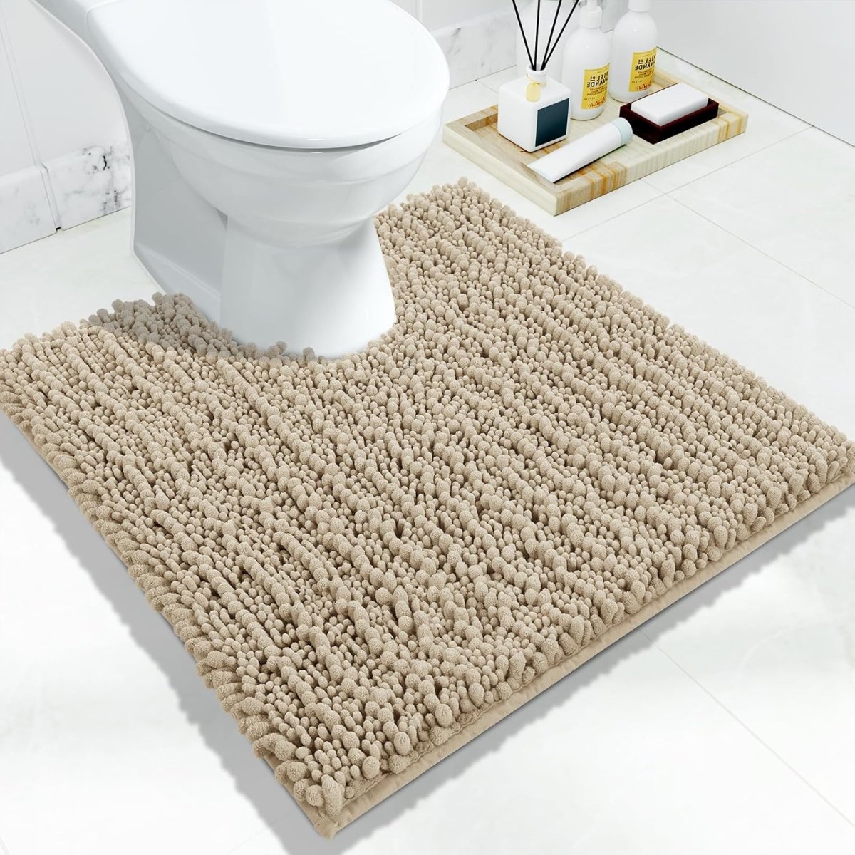 Yimobra Bathroom Rugs Non Slip Washable - Ultra Soft Absorbent Chenille Bath Mat, Quick Dry Shaggy Floor Carpet for Tub Shower, Gray Home Decor Accessories, 24x17 Inch - Homesidy.com