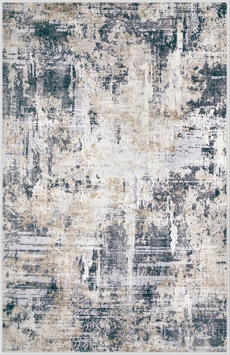 Area Rugs 6x9 Living Room: Washable Rug Modern Abstract Large Rug Soft Non Slip Neutral Rugs Stain Resistant Indoor Carpet for Bedroom Kitchen Dining Room Table Nursery Home Office Rugs(Beige,6x9) - Homesidy.com