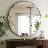 HARRITPURE Round Mirror 30 Black Wall Mounted Circle Mirrors Vanity Mirror with Brushed Aluminum Alloy Frame Modern Decoration for Bathroom, Living Room, Vanity, Bedroom, Entryway - Homesidy.com
