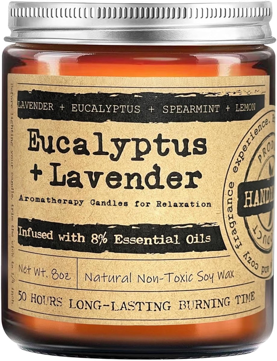 KOTKAS Lavender Eucalyptus Scented Candles - 8oz Natural Scented Soy Candles for Home Non Toxic Aromatherapy Lavender Candles Gifts for Women Bath Relaxing Calming Soothing Relaxation Stress Relief - Homesidy.com