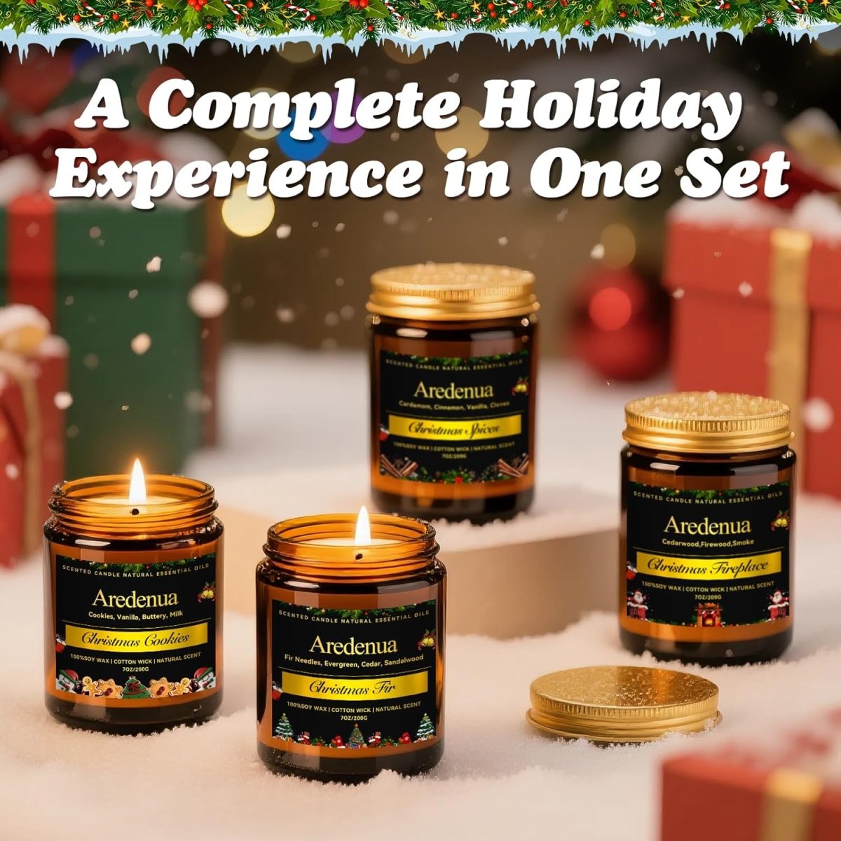 Christmas Candles - Christmas Spice Candle | 7 oz Soy Candles with Warm Cinnamon, Clove &amp; Nutmeg Aroma | Holiday Scented Candle, Cozy Winter Candle Gift for Men &amp; Women - Homesidy.com