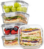 Vtopmart 5Pack 22oz Glass Storage Containers with Lids, Glass Meal Prep Food Container Sets with Snap Airtight Lids for Microwave, Oven, Freezer and Dishwasher, Grey - Homesidy.com