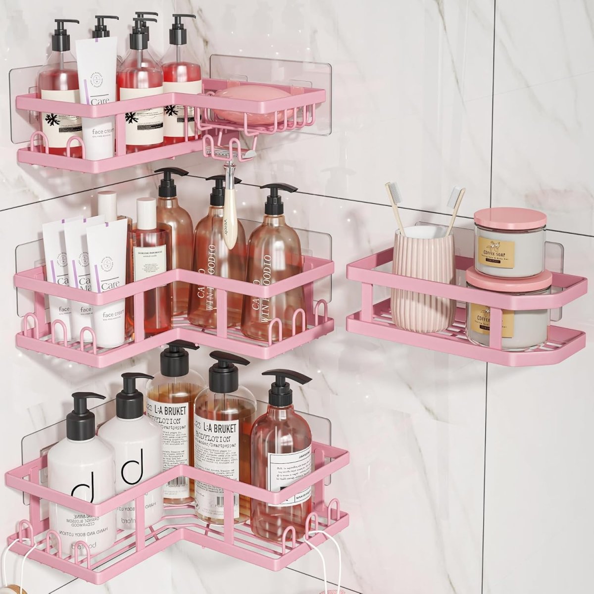Youvip Shower Caddy Corner with Soap Holder, No Drilling Shower Shelves - Rustproof, Adhesive Shower Organizer Corner for Dorm. Black, 4 - Pack - Homesidy.com