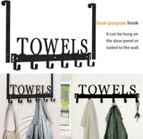 Kuhome Over The Door Hooks, Towel Holder for Bathroom, Door Mount Towel Rack Towel Hooks for Bedroom Beach Towels Bathrobe Wall Mount Hang on The Door Cabinet Cupboard Metal Sandblasted (Black) - Homesidy.com