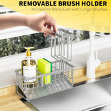 Cisily Kitchen Sink Caddy Organzier with High Brush Holder, Sponge Holder for Sink, 304 Rustproof Stainless, Kitchen Countertop Soap Dispenser Organizer, Kitchen Decor and Accessories - Homesidy.com