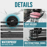 TAILI Shower Caddy Suction Cup 2 Pack with Hooks &amp; Soap holder, Heavy Duty Shower Organizer for Bathroom, No Drilling Bathroom Organizer with Large Capacity, Black Metal Storage Basket - Homesidy.com