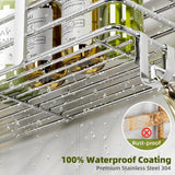 Shower Caddy, Adhesive Shower Organizer with Soap Dish and 4 Hooks, Rustproof Stainless Steel Shower Shelves, Wall Mounted No Drilling Storage Shelf Basket Accessories for Bathroom &amp; Kitchen - Homesidy.com