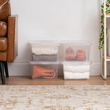 IRIS USA 6 Qt. Plastic Storage Bins Containers with Lids, 4 Pack, Small Sensory Bin, Craft Storage, Craft Organizers &amp; Storage, Organizing Container for Home, Office &amp; Art Supplies, Stackable, Clear - Homesidy.com