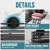 TAILI Shower Caddy Suction Cup 2 Pack with Hooks &amp; Soap holder, Heavy Duty Shower Organizer for Bathroom, No Drilling Bathroom Organizer with Large Capacity, Black Metal Storage Basket - Homesidy.com