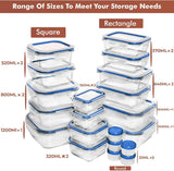 Razab 35 Pc Set Glass Food Storage Containers with Lids - Meal Prep Airtight Bento Boxes BPA - Free 100% Leak Proof (15 lids,15 glass &amp; 5 Plastic Sauce/Dip Containers) - Homesidy.com