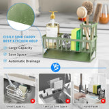 Cisily Kitchen Sink Caddy Organzier with High Brush Holder, Sponge Holder for Sink, 304 Rustproof Stainless, Kitchen Countertop Soap Dispenser Organizer, Kitchen Decor and Accessories - Homesidy.com