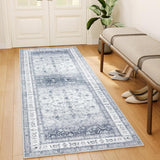 AMADA HOMEFURNISHING 8x10 Washable Area Rug, Low - Profile Large Area Rug with Non - Slip Backing &amp; Durable Edge Binding, Vintage Large Rugs for Living Room, Bedroom, Dinning Room - Homesidy.com