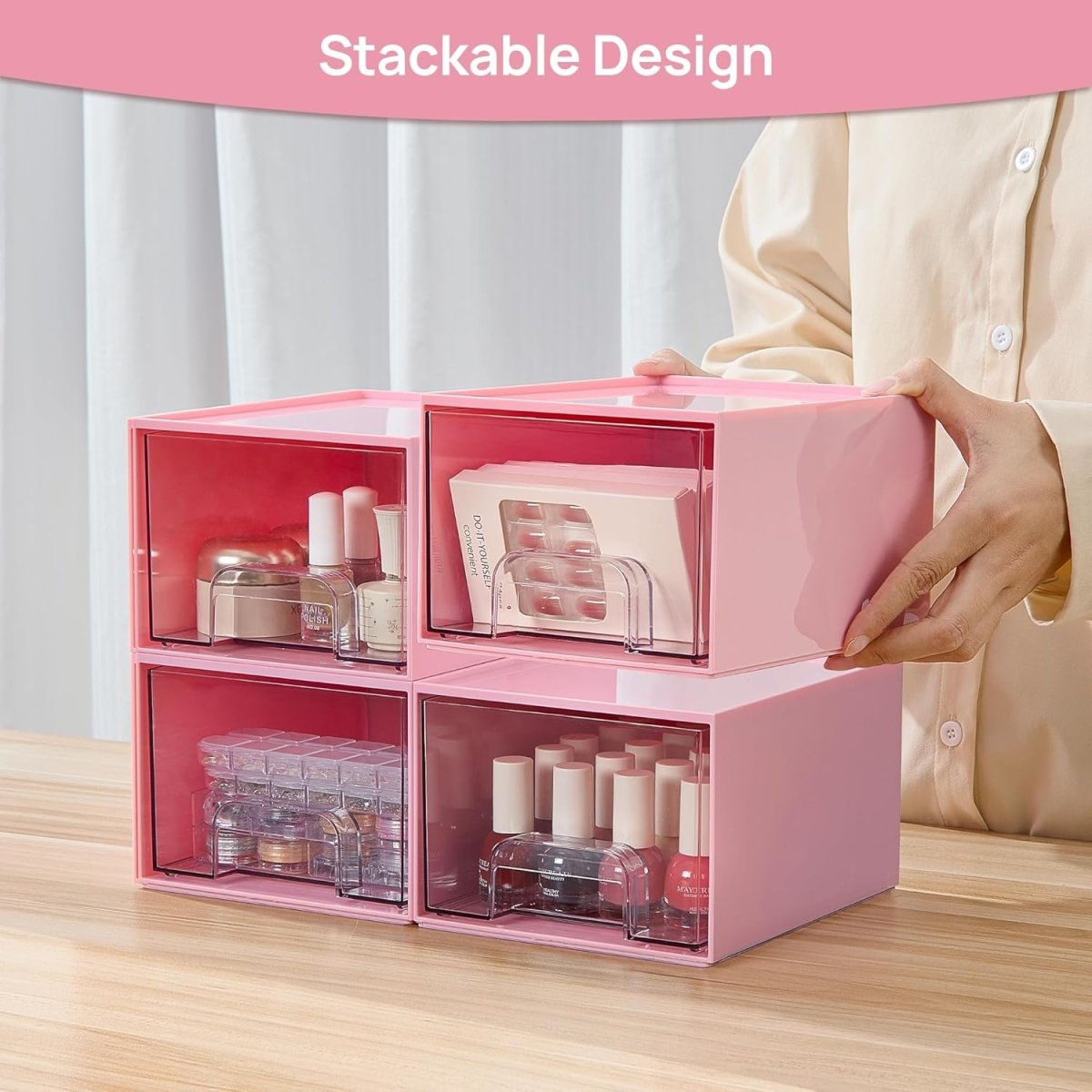 Vtopmart 4 Pack Small Clear Stackable Storage Drawers,Acrylic Bathroom Makeup Organizer,Plastic Storage Bins For Vanity, Undersink, Kitchen Cabinets, Pantry, Home Organization - Homesidy.com