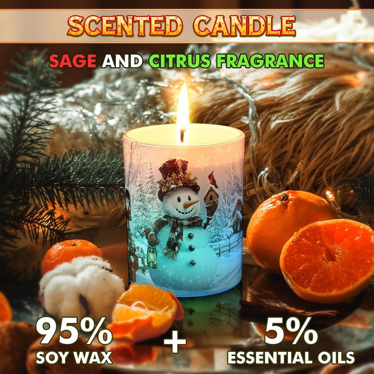 Electricwise Christmas Scented Candle Gift Set for Women, LED Xmas Candles Can Change Into 7 Colors, Winter Candle with 7.6oz Soy Wax Fir Holiday Candles for Christmas Women Gift(Snowman) - Homesidy.com