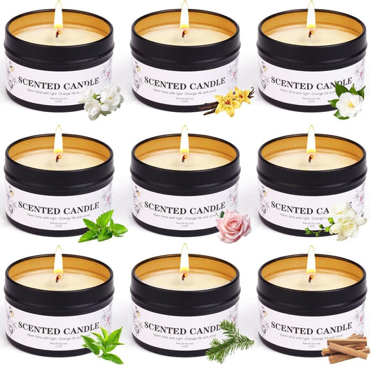 9 Pack Scented Candles Gift for Women and Men, Aromatherapy Candle Set for Home Scented, Small Candle Gift Set Basket for Boyfriend dad him Friend boss Mother Birthday Christmas Thanksgiving - Homesidy.com