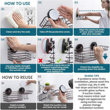 TAILI Shower Caddy Suction Cup 2 Pack with Hooks &amp; Soap holder, Heavy Duty Shower Organizer for Bathroom, No Drilling Bathroom Organizer with Large Capacity, Black Metal Storage Basket - Homesidy.com