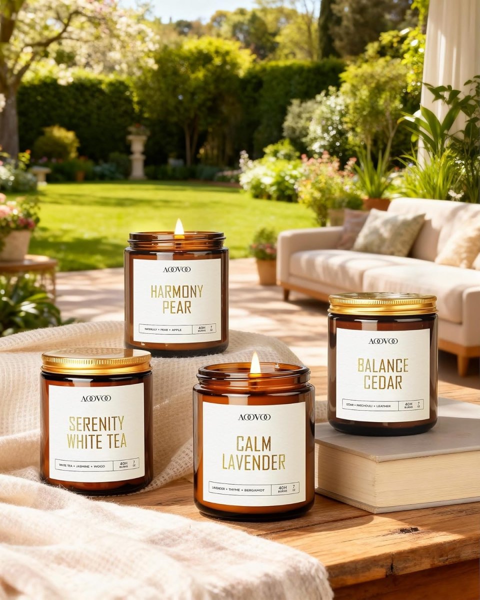 AOOVOO Scented Candles - 4PC Candle Set, 36 oz Soy Candles, Soy Candle for Home Scented, Lavender/Vanilla/Eucalyptus/Sage - Homesidy.com