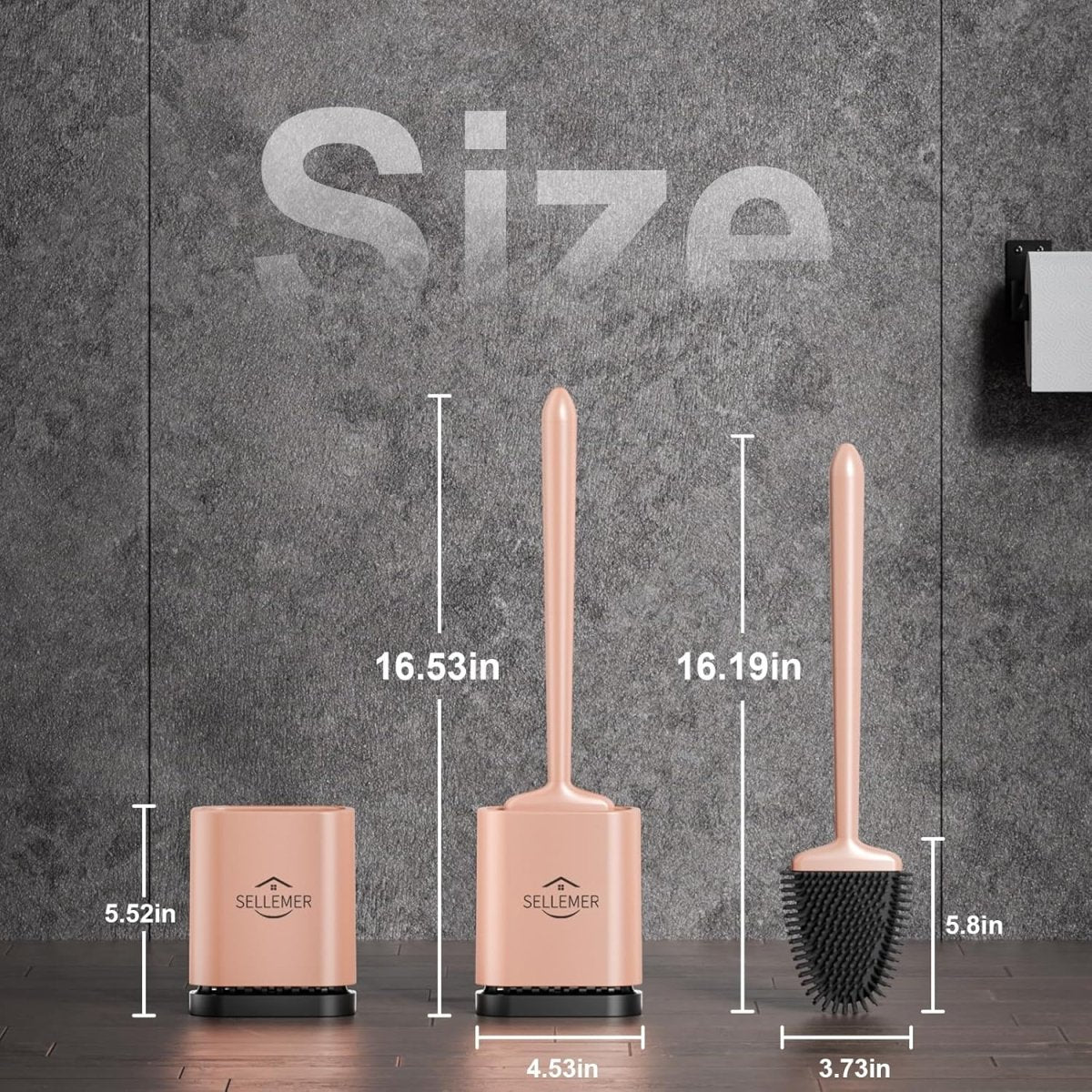 Sellemer Toilet Brush and Holder Set - Flexible Toilet Bowl Brush Head with Silicone Bristles, Compact Size for Storage and Organization, Ventilation Slots Base (1 Pack, Silver) - Homesidy.com