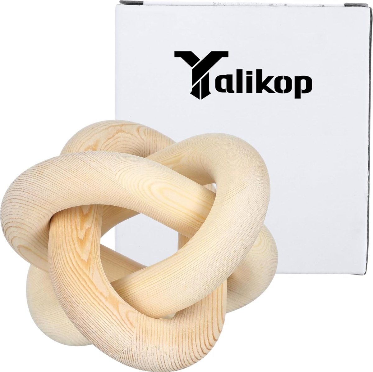 Yalikop 3 Link Wood Knot Decor - Hand Carved Coffee Table Decoration, Boho Chain Link Decor, Modern Shelf, Rustic Objects for Home Living Room Bedroom(White) - Homesidy.com