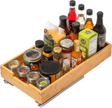 HOLDN’ STORAGE Bamboo Wooden Pull out Cabinet Organizer. 17&34; W x 21&34; D - Requires At Least a 18.25&34; W x 21&34; D.Cabinet Opening. W/Lifetime Limited Warranty. Bamboo Tray and Heavy gauge metal rails. - Homesidy.com