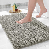 Yimobra Bathroom Rugs Non Slip Washable - Ultra Soft Absorbent Chenille Bath Mat, Quick Dry Shaggy Floor Carpet for Tub Shower, Gray Home Decor Accessories, 24x17 Inch - Homesidy.com