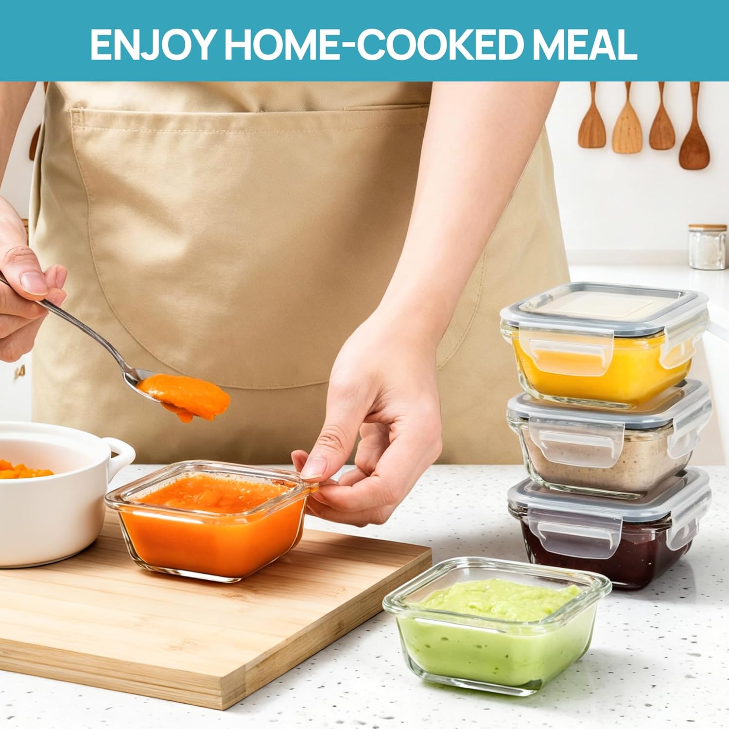 Vtopmart 5Pack 22oz Glass Storage Containers with Lids, Glass Meal Prep Food Container Sets with Snap Airtight Lids for Microwave, Oven, Freezer and Dishwasher, Grey - Homesidy.com